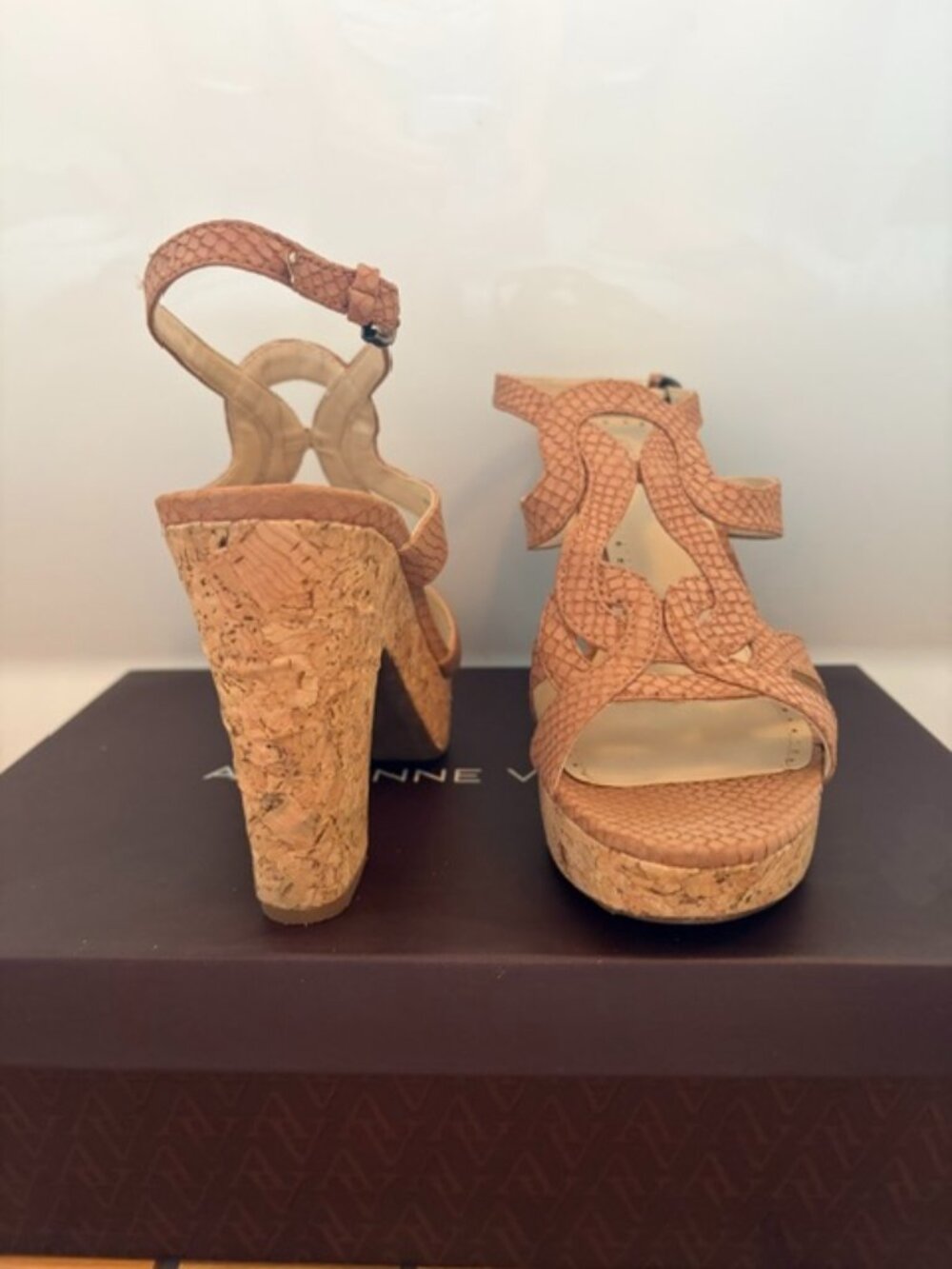 Adrienne Vittadini strappy sandals w/ cork heel sz 7.5